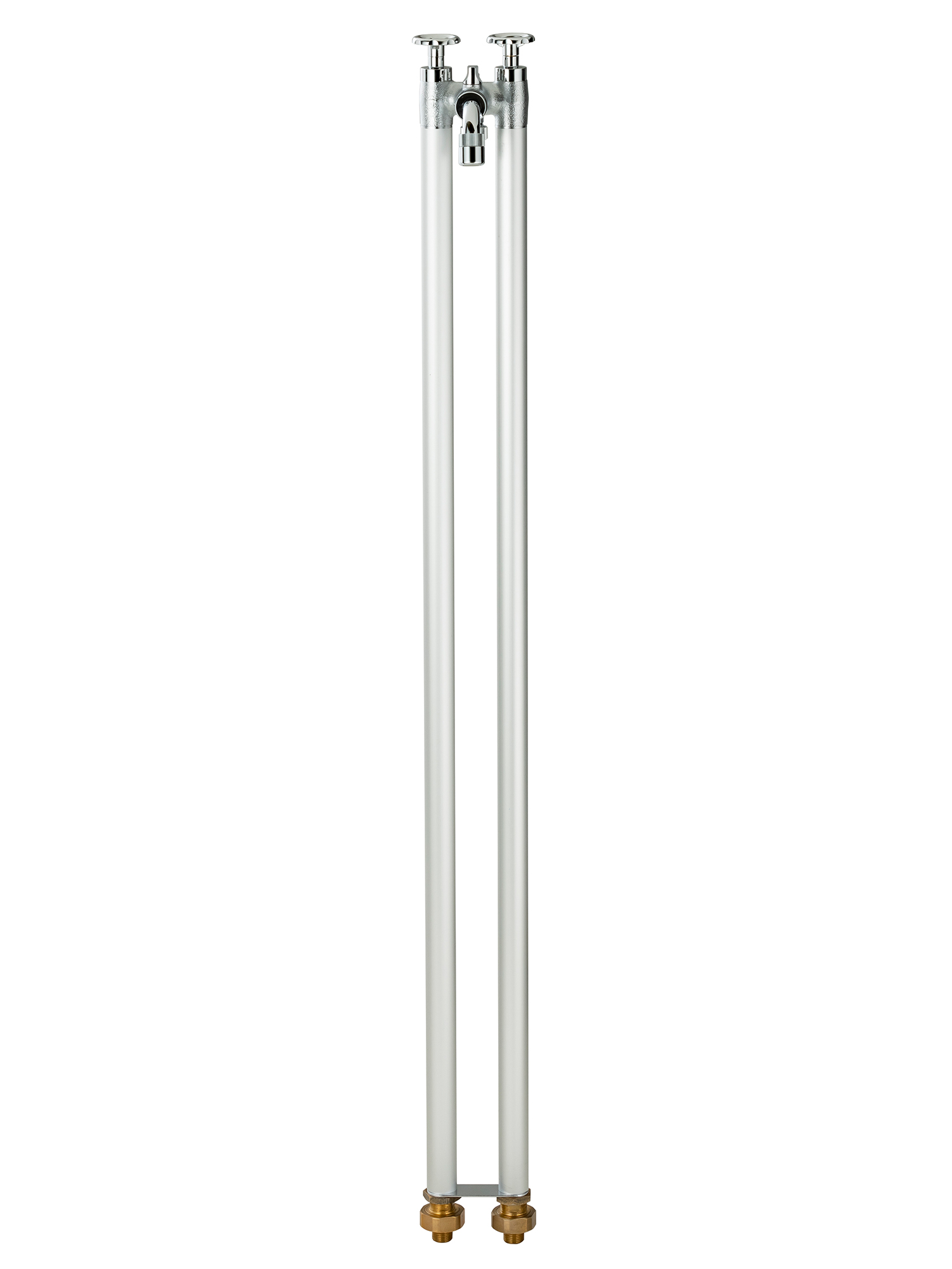 2管式湯水混合水栓柱 シルバー | 造園資材館