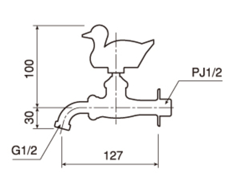 万能ホーム胴長水栓 カモ/メッキ | 造園資材館
