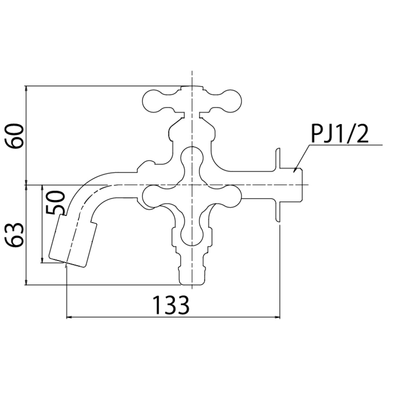 二口万能胴長水栓 鋳肌 | 造園資材館